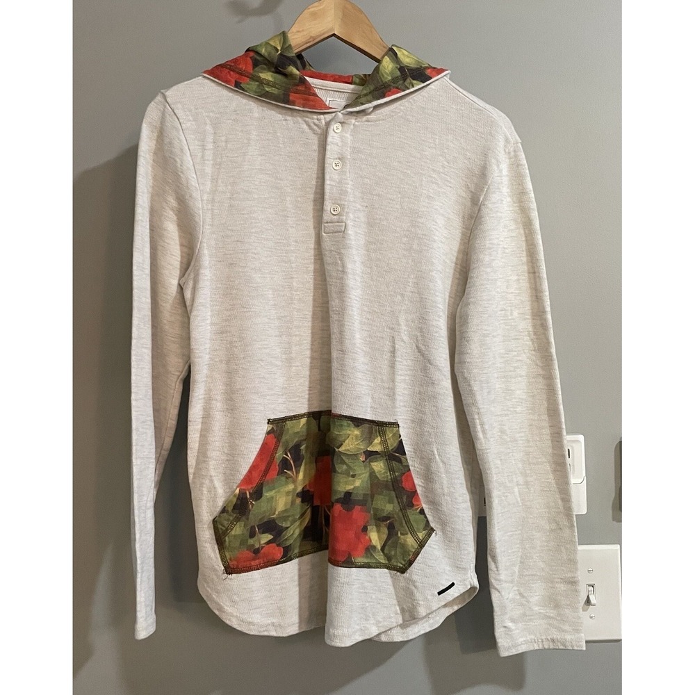 On The Bias Shirt Hoodie Henley Pullover Floral Lightweight Pullover Small